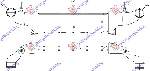 RAD.INT.2,0I-16V COM.-2,2CDI-2,5TDI43X11 - MERCEDES C CLASS (W202) 93-99, MERCEDES, MERCEDES C CLASS (W202) 93-99, PEUGEOT, PEUGEOT EXPERT 07-16, PARTEA FRONTALA, RADIATOR INTERCOOLER, 051606200