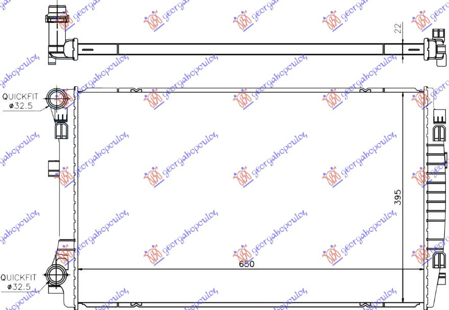 RADIATOR 1.0 TSI-1.2-1.4 TFSI BNZ. - 1.6-2.0 TDI DIESEL (650X400) (MECANIC), VW, VW T-ROC 22-, 894306310