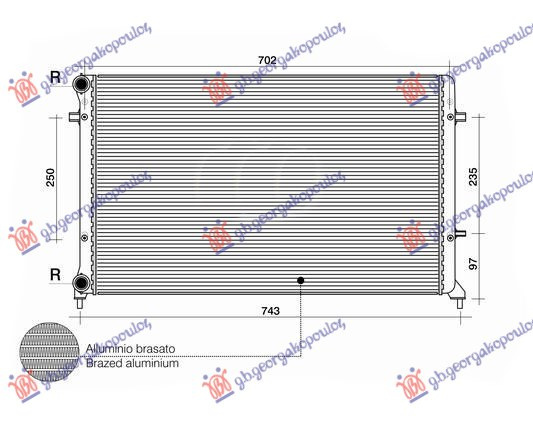RADIATOR 1.4-1.6-2.0FSI/SDI MANUAL/AUTOMATIC +Ac/ (650X415) (BRAZED), VW, VW GOLF VI VARIANT 09-14, 892106230