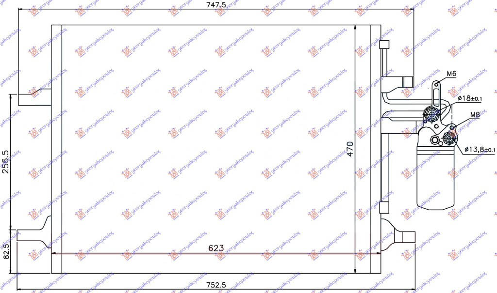 RADIATOR AC 2.0/3.0 T / HYBRID / 2.0/2.5/3.0 (T4/T5/T6) BENZINA 2.0/2.4 (D3/D4/D5) DIESEL (580X470X16) - VOLVO S80 13-, VOLVO, VOLVO S80 13-, 855006420