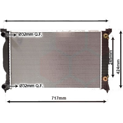Radiator apa AUDI A4 8E2; B6 2000->2005, A4 8EC; B7 2004->2008 pentru 1.6, perioada 2000 2001 2002 2003 2004 2005 2006 2007 2008 PIESA NOUA grosime fagure mm 34, cu cuplaje rapide, Diametru admisie mm 32 Diametru evacuare mm 32 latime fagure mm 415 l