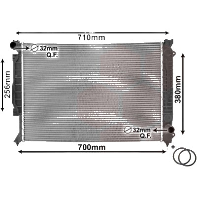 Radiator apa AUDI A6 C5 1997->2005, A4 8D2; B5 1994->2000 pentru 2.5 TDI, perioada 1997 1998 1999 2000 2001 2002 2003 2004 2005 PIESA NOUA pentru cv. manuala, grosime fagure mm 26, cu cuplaje rapide, Diametru admisie mm 32 Diametru evacuare mm 32 lat