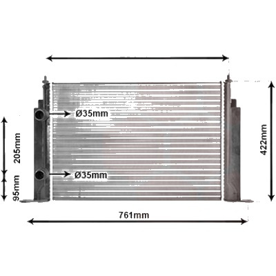 Radiator apa FIAT STILO 2001->2010 pentru 1.9 JTD, perioada 2001 2002 2003 2004 2005 2006 PIESA NOUA pentru cv. manuala, grosime fagure mm 25, Diametru admisie mm 35, Diametru evacuare mm 35 latime fagure mm 401 lungime fagure mm 580 ,