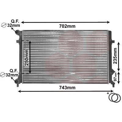 Radiator apa VW JETTA 6 2010-> pentru 1.6 MPi, perioada 2015 2016 2017 2018 PIESA NOUA grosime fagure mm 26, latime fagure mm 415, lungime fagure mm 650 ,