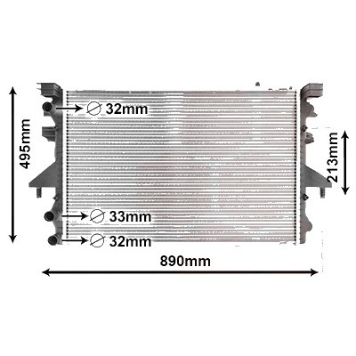 Radiator apa VW TRANSPORTER T5 2003->2015, CARAVELLE 5 2003->2015, MULTIVAN 5 2003->2015 pentru 3.2 V6 4motion, perioada 2003 2004 2005 2006 2007 2008 2009 PIESA NOUA de la serie sasiu 7H5013001, pana la serie sasiu 7H5013000, pentru cv. manuala, gro
