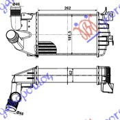 RADIATOR INTERCOOLER 1.3-1.7-1.9 CDTI (45MM)(260X180X60) - OPEL OPEL ASTRA H 04-10, OPEL, OPEL ASTRA H 04-10, PEUGEOT, PEUGEOT EXPERT 07-16, PARTEA FRONTALA, RADIATOR INTERCOOLER, 047106220