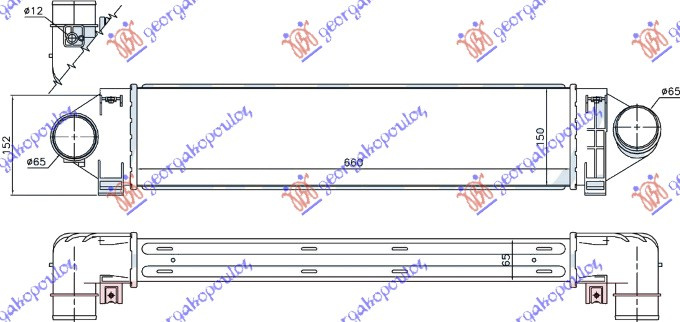 RADIATOR INTERCOOLER 2.5 ST225/RS305/RS350 BNZ.(660X150X65)F./ORIF.SNZ. - FORD FOCUS C-MAX 03-07, FORD, FORD FOCUS C-MAX 03-07, PEUGEOT, PEUGEOT EXPERT 07-16, PARTEA FRONTALA, RADIATOR INTERCOOLER, 020906240