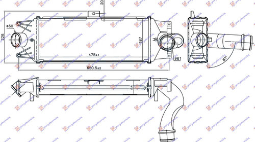 RADIATOR INTERCOOLER 2.8 TD 09- (475x192x65) 