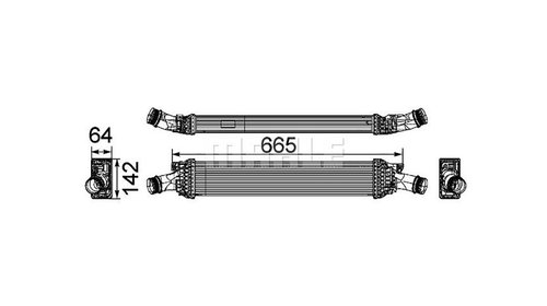 Radiator intercooler Audi A5 2.0 TFSI 2008-2016 NOU 8K0145805G 8K0145805P MAHLE (665x142x64)