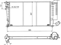 Radiator racire Citroen Zx, 01.1994-1997 (Motorizare 1, 4 55kw / 2, 0 89kw), Peugeot 306, 11.1995-1997 (Motorizare 2, 0 89kw) Benzina, tip climatizare Cu/fara AC, cutie Manuala, dimensiune 610x378x34mm, Cu lipire fagure mecanica, Aftermarket