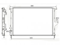 Radiator racire Dacia Logan 04.2008-2012 (1.5 dci 48/50/62kw Fara Ac) , Dacia Sandero 06.2008-2012 (1.5 Dci 63kw Fara Ac/ 1.2 55kw Cu Ac / 1.6 64kw Cu Ac), , 586x415x23mm, Cu lipire fagure mecanica Aftermarket