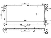 Radiator racire Mazda 626 (Gf/Gw) 06.1987-04.2002/ Mazda 626 Ge 1992-1997 (Motor 1, 8 66/77kw, 2, 0 85/86/100kw), Mazda Mx-6, 1992-1998 (Motor 2, 0 85/88kw) Benzina, tip climatizare Automat, dimensiune 690x328x26mm, Cu lipire fagure prin brazare