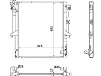 Radiator racire Mitsubishi L200, 12.2005-2015, Motorizare 2, 5 Di-D 100/123kw Tip Heavy Duty Diesel, tip climatizare Cu/fara AC, cutie Manuala, diametru intrare/iesire 35/35mm, dimensiune 638x526x26mm, Cu lipire fagure prin brazare, Aftermarket