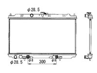 Radiator racire Nissan Almera, 01.2000-11.2002, Primera, 01.2002-10.2008, Motorizare 1, 8 84/85kw, 2, 0 103kw Benzina, tip climatizare Cu/fara AC, cutie automata, tip Calsonic, diametru intrare/iesire 28, 5/28, 5mm, dimensiune 688x362x16mm, Cu lipire