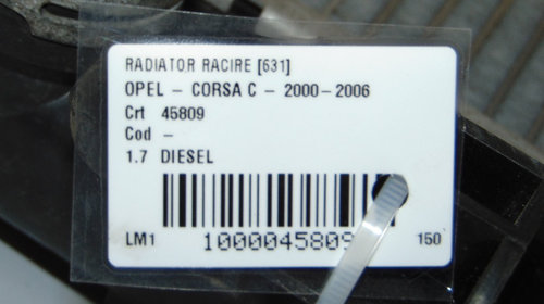 Radiator racire Opel Corsa C, motor 1.7 Diesel