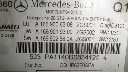 Radio CD Mercedes ML W166 GL X166 A1669006308