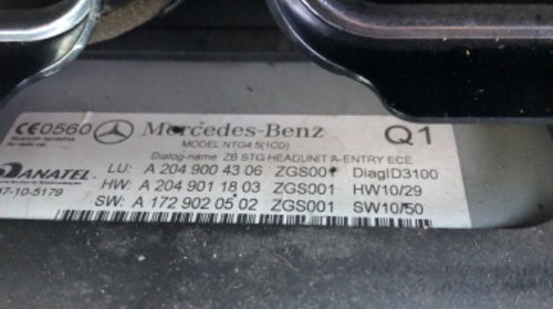 Radio CD-PLAYER Mercedes C-CLASS W204 Cod A2049004306