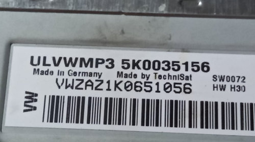 Radio CD VW Golf 5 Break an 2010 cod 5K0035156