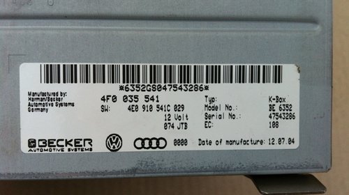 Radio K-BOX Audi A4 A5 A6 A8 Q7 4F0035541 4E0910541C