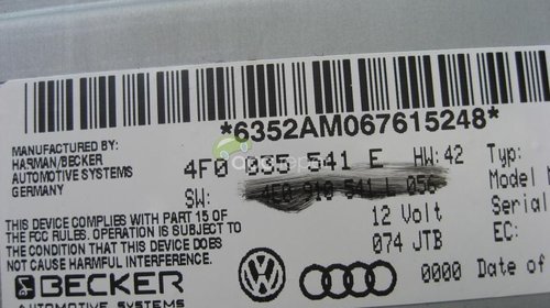 Radio K box Original Audi A4 B8, A5, Q7 cod 4F0035541E