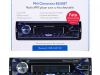 RADIO MP3 PLAYER AUTO PNI CLEMENTINE 8550BT, FATA DETASABILA, 4X45W, 12V, 1 DIN, CU SD, USB, AUX, RCA PNI-MP3-8550 PNI