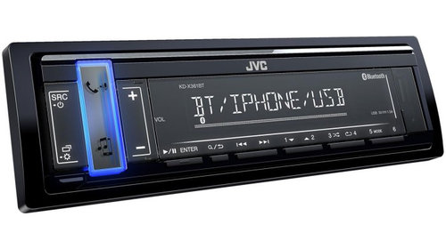 Radio receptor JVC KDX361BT 1DIN fara CD, cu USB, Bluetooth, fata detasabila