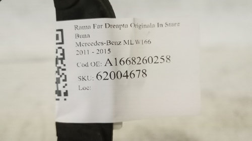 Rama Far Dreapta Originala In Stare Buna Mercedes-Benz ML W166 2011 2012 2013 2014 2015 A1668260258