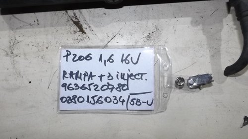 Rampa injectoare Peugeot - Citroen 1,6-16v motor NFU cod: 9636520780 + 3 injectoare