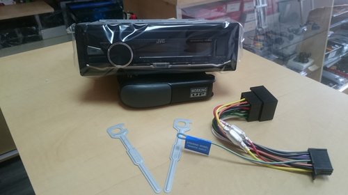 Receptor CD 1-DIN, JVC, iluminare rosu, Aux-i