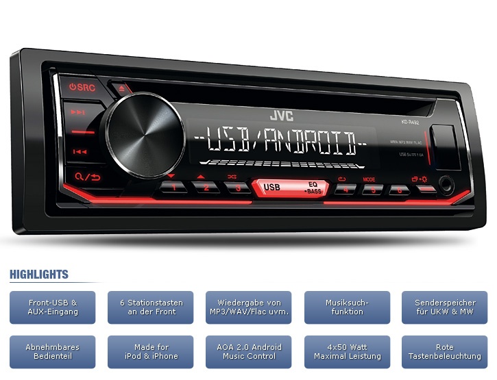今年人気のブランド品や USパーツ取り扱い専門店 USDMIn-Dash JVC-KD-R490-1-DIN In Dash Car  CDレシーバーステレオラジオw USB AUX AM FM