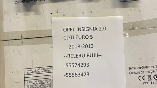 Releu bujii Opel Insignia 2.0 CDTI EURO 5 A20