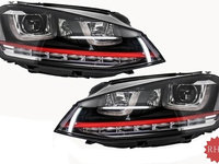 RHD Faruri 3D LED compatibil cu VW Golf 7 VII (2012-2017) R20 GTI Design Semnal Dinamic LED HLVWG7GTILEDFWRHD