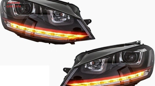 RHD Faruri 3D LED VW Golf 7 VII (2012-2017) R20 GTI Design Semnal Dinamic LED