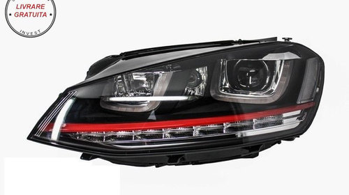 RHD Faruri 3D LED VW Golf 7 VII (2012-2017) R20 GTI Design Semnal Dinamic LED