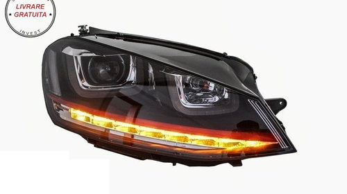 RHD Faruri 3D LED VW Golf 7 VII (2012-2017) R20 GTI Design Semnal Dinamic LED