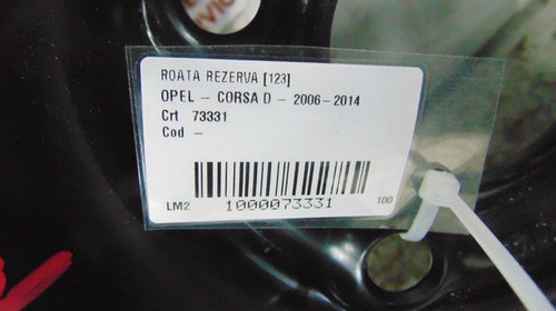 Roata rezerva Opel Corsa D din 2009.