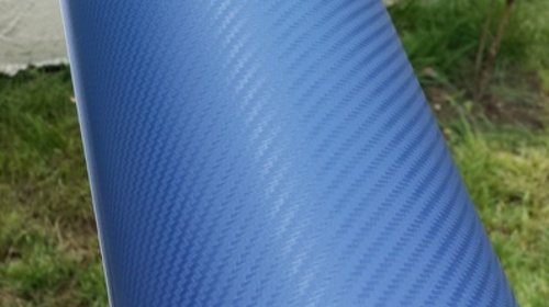 Rola folie carbon 3D albastra latime 1.27m x 