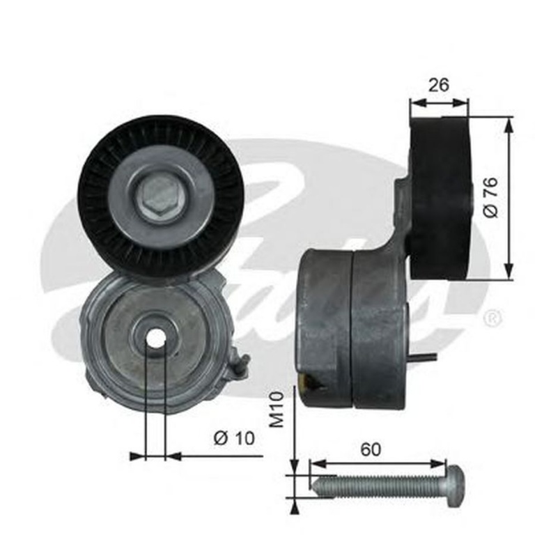 Rola Intinzator curea AUDI A4 Cabriolet 8H7 B6 8HE B7 GATES T38423