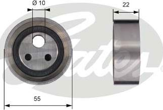 Rola intinzator.curea distributie Timing belt tension roll-pulley DACIA LOGAN LOGAN EXPRESS LOGAN MCV SANDERO SOLENZA SUPE RENAULT MEGANE I (BA0/1_), Hatchback, 08.1995 - 12.2004 Gates T41155