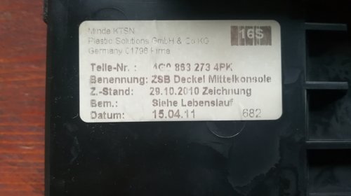 Scrumiera Audi A7 4G Sportback cod 4G0863273