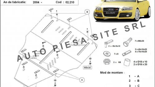 Scut metalic motor Audi A6 C6 fabricat in per