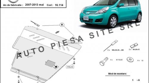 Scut metalic motor Nissan Note fabricat incep