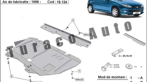 Scut metalic motor Peugeot 206 1998-2017