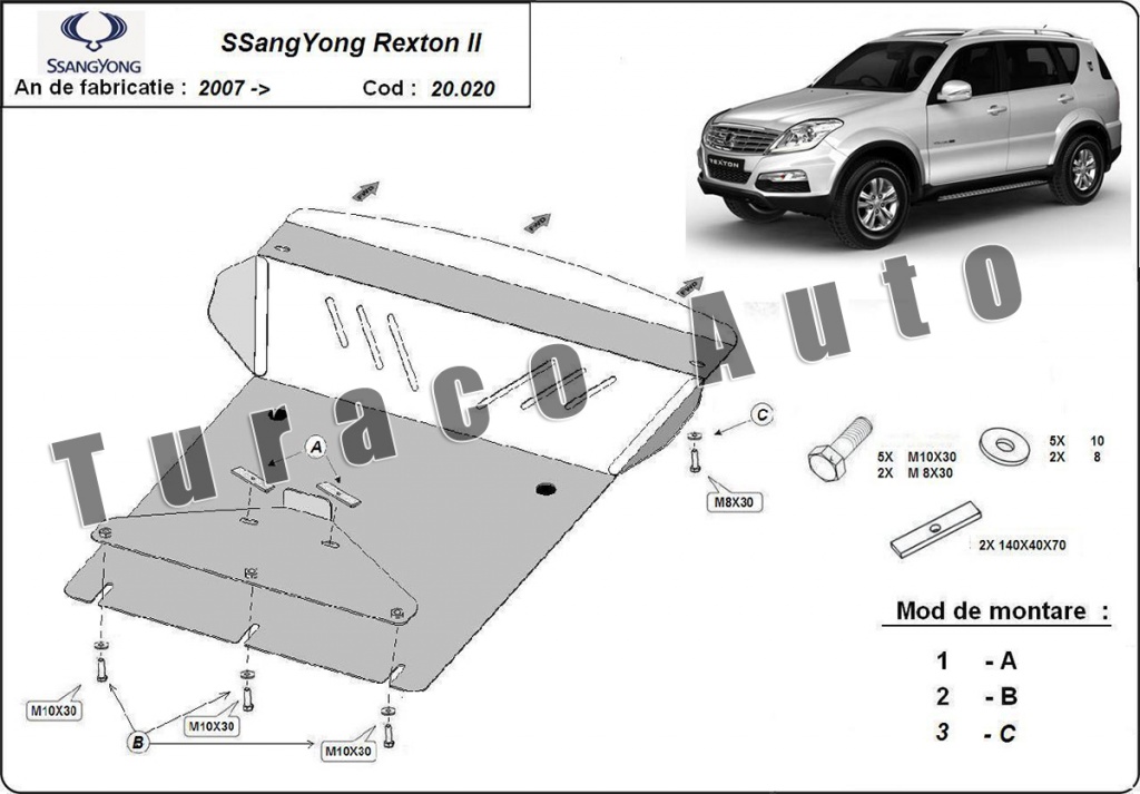 Scut metalic motor SsangYong Rexton II 2007-2017