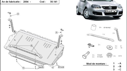 Scut metalic motor Volkswgane Golf V / Golf P