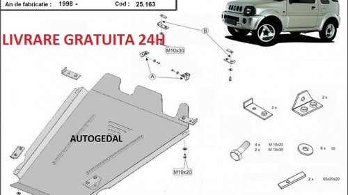 Scut metalic otel 2mm pentru cutia de viteze 