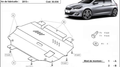 Scut metalic Peugeot 308/3008 incepand cu 201