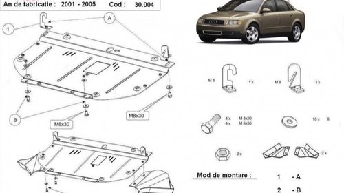 Scut motor metalic Audi A4 1999 - 2005