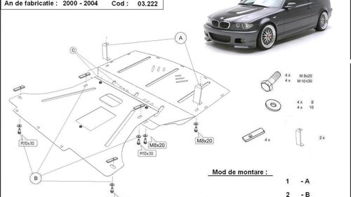 Scut motor metalic BMW Seria 3 E46 2000-2004