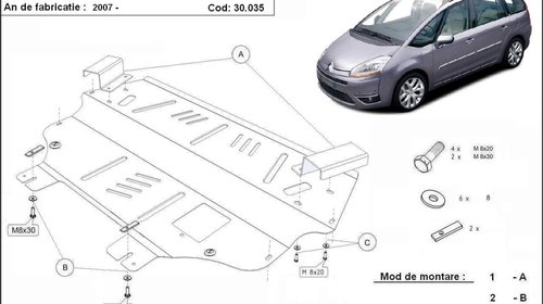 Scut motor metalic Citroen C4 2004 - 2008 si C4 Picasso 2008-